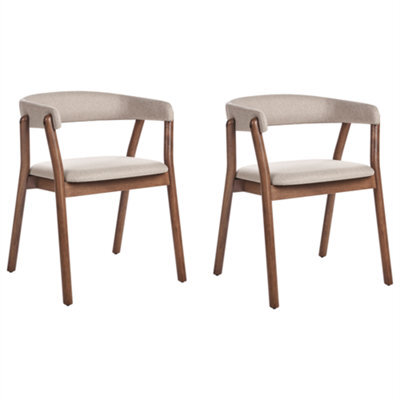 Beliani Set Of 2 Dining Chairs Mylo Fabric Dark Brown/ Beige - image 1