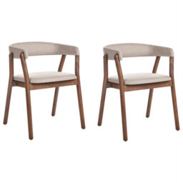 Beliani Set Of 2 Dining Chairs Mylo Fabric Dark Brown/ Beige - thumbnail 1