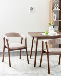Beliani Set Of 2 Dining Chairs Mylo Fabric Dark Brown/ Beige - thumbnail 2