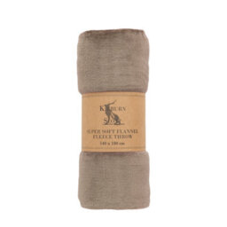 Gallery™ Taupe Flannel Fleece Plain Throw (L) 180Cm X (W) 140Cm