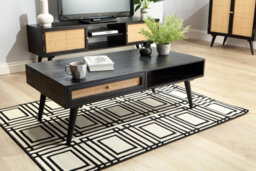 Desser Manhattan Coffee Table Mango Wood & Cane In Black With 1 Drawer - thumbnail 6