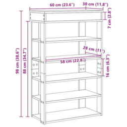 Berkfield Shoe Rack Grey Sonoma 60X30X98 Cm Engineered Wood - thumbnail 9