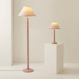 Valuelights Bobbles Rose Pink Bobbin Table Lamp With Pink Trim Scallop Shade - thumbnail 8