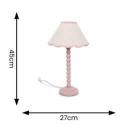 Valuelights Bobbles Rose Pink Bobbin Table Lamp With Pink Trim Scallop Shade - thumbnail 9