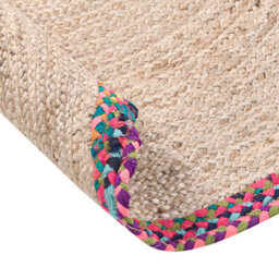 Wyld And Coco Handwoven Round Jute Rug Multicolour With Colourful Border 120 Cm - thumbnail 5