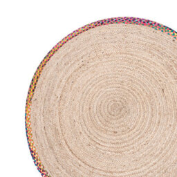 Wyld And Coco Handwoven Round Jute Rug Multicolour With Colourful Border 120 Cm - thumbnail 4