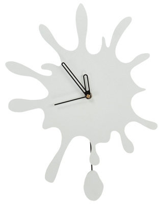 Wyld and Coco Lumina Wall Clock White Mdf With Decorative Pendulum 27 X 37 Cm No Numbers Modern Living Room Decor - image 1