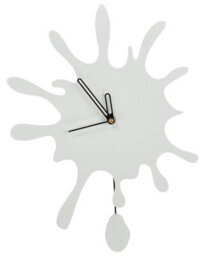 Wyld and Coco Lumina Wall Clock White Mdf With Decorative Pendulum 27 X 37 Cm No Numbers Modern Living Room Decor - thumbnail 1