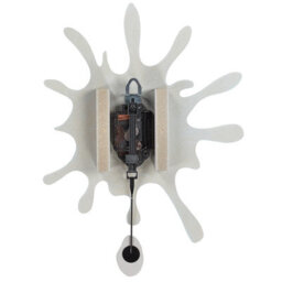 Wyld and Coco Lumina Wall Clock White Mdf With Decorative Pendulum 27 X 37 Cm No Numbers Modern Living Room Decor - thumbnail 5