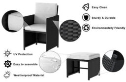 Onemill 9 Pieces Rattan Garden Furniture Set With 1 Rattan Dining Table And 4 Rattan Chairs - thumbnail 8