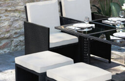 Onemill 9 Pieces Rattan Garden Furniture Set With 1 Rattan Dining Table And 4 Rattan Chairs - thumbnail 3