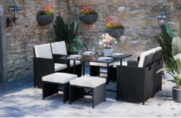 Onemill 9 Pieces Rattan Garden Furniture Set With 1 Rattan Dining Table And 4 Rattan Chairs - thumbnail 1