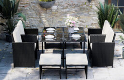 Onemill 9 Pieces Rattan Garden Furniture Set With 1 Rattan Dining Table And 4 Rattan Chairs - thumbnail 2