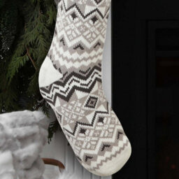 Dibor Grey And White Fair Isle Zig Zag Xmas Gift Decoration Christmas Stocking For Kids - thumbnail 4