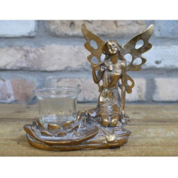 Gifts Direct 2 U Bronze Fairy With Bow Tealight Candle Holder - thumbnail 2