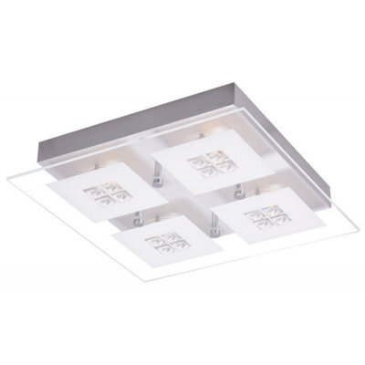 Happy Homewares Designer Brushed Chrome Led Bathroom Light With Glass Insets