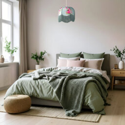 Happy Homewares Duck Egg And Pink Rose Victorian Lamp Shade With Embroidered Trims - thumbnail 6