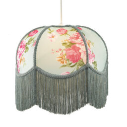 Happy Homewares Duck Egg And Pink Rose Victorian Lamp Shade With Embroidered Trims - thumbnail 2