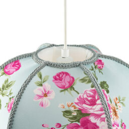 Happy Homewares Duck Egg And Pink Rose Victorian Lamp Shade With Embroidered Trims - thumbnail 3