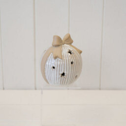 Medium Led Ceramic Bauble With Bow Topper - thumbnail 2