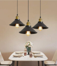 3Way Pendant Light Fixtures Hanging Pendant Lighting Ceiling Lamp E27 Black - thumbnail 7