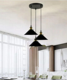 3Way Pendant Light Fixtures Hanging Pendant Lighting Ceiling Lamp E27 Black - thumbnail 4