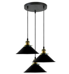 3Way Pendant Light Fixtures Hanging Pendant Lighting Ceiling Lamp E27 Black - thumbnail 1