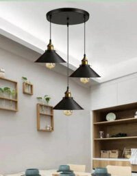 3Way Pendant Light Fixtures Hanging Pendant Lighting Ceiling Lamp E27 Black - thumbnail 3