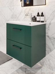 600mm Wall Hung Green Bathroom Vanity Unit With Basin And Drawers - thumbnail 6