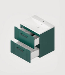 600mm Wall Hung Green Bathroom Vanity Unit With Basin And Drawers - thumbnail 4