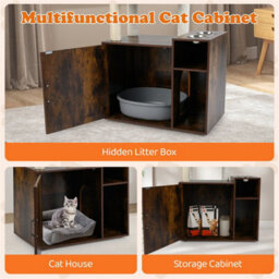 Cat Litter Box Enclosure Cat Climbing Tower W/sisal Scratching Post - thumbnail 6