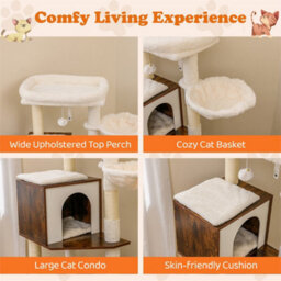 Cat Litter Box Enclosure Cat Climbing Tower W/sisal Scratching Post - thumbnail 5