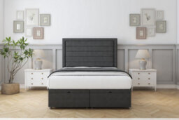 "Sloomy Ashford Graphite Dumfries Ottoman Bed Base With 54"" Floor Standing Headboard 4' Small Double" - thumbnail 1