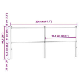 Berkfield Headboard Brown Oak 200 Cm Engineered Wood And Steel - thumbnail 7