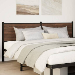 Berkfield Headboard Brown Oak 200 Cm Engineered Wood And Steel - thumbnail 2