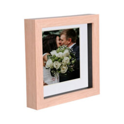 "Nicola Spring 6"" X 6"" 3D Box Photo Frame - 4"" X 4"" Mount - Light Brown/white" - thumbnail 1