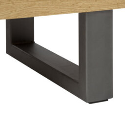 Beliani Home Sideboard 2 Door Light Brown With Grey Sled Base And Aluminium Handles, W94 X D42 X H79Cm - thumbnail 9