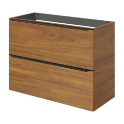 GoodHome Imandra Slimline Walnut Effect Wall-Mounted Bathroom Cabinet (H) 600mm (W) 800mm - thumbnail 1