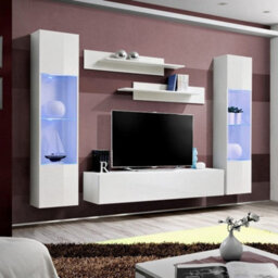 Arte Fly A3 White Entertainment Unit 260Cm - Stylish Led Media Centre For Bright, Balanced Living