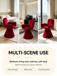 Abrihome Red Light Luxury Dressing Stool With 360-Degree Swivel, Ideal Vanity Seat For Bedroom & Ladies' Dressing Area - thumbnail 6