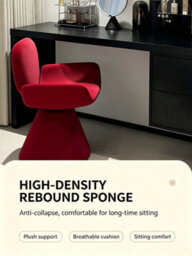 Abrihome Red Light Luxury Dressing Stool With 360-Degree Swivel, Ideal Vanity Seat For Bedroom & Ladies' Dressing Area - thumbnail 4