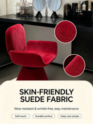 Abrihome Red Light Luxury Dressing Stool With 360-Degree Swivel, Ideal Vanity Seat For Bedroom & Ladies' Dressing Area - thumbnail 3