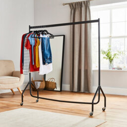 House Of Home Extra Strong Heavy Duty Black Metal 4Ft Long X 5Ft Tall Clothes Rail Stand