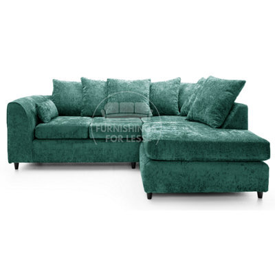 Furnishings For Less UK Monaco Chenille Fabric 3 To 4 Seater L Shaped Corner Sofa  Teal Right Hand Facing - image 1