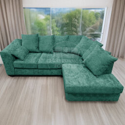Furnishings For Less UK Monaco Chenille Fabric 3 To 4 Seater L Shaped Corner Sofa  Teal Right Hand Facing - thumbnail 4