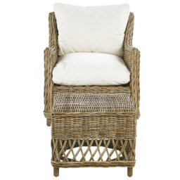 Beliani Garden Armchair Ribolla With Footstool Rattan Natural - thumbnail 5