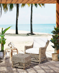 Beliani Garden Armchair Ribolla With Footstool Rattan Natural - thumbnail 2
