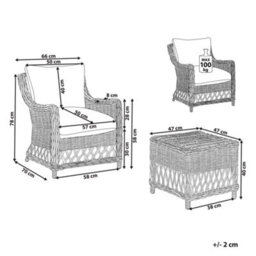 Beliani Garden Armchair Ribolla With Footstool Rattan Natural - thumbnail 3