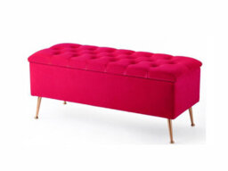 150Cm Amara Chesterfield Ottoman Storage Bench - Plush Velvet Shoes Bench - Red Upholstery Footstool Storage With Legs - thumbnail 3