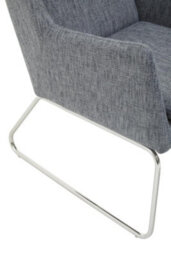 Orsina Grey Fabric Chair With Foot Stool Ottoman, Steel Frame Highback Accent Chair For Office, Lounge, Living Room - thumbnail 9